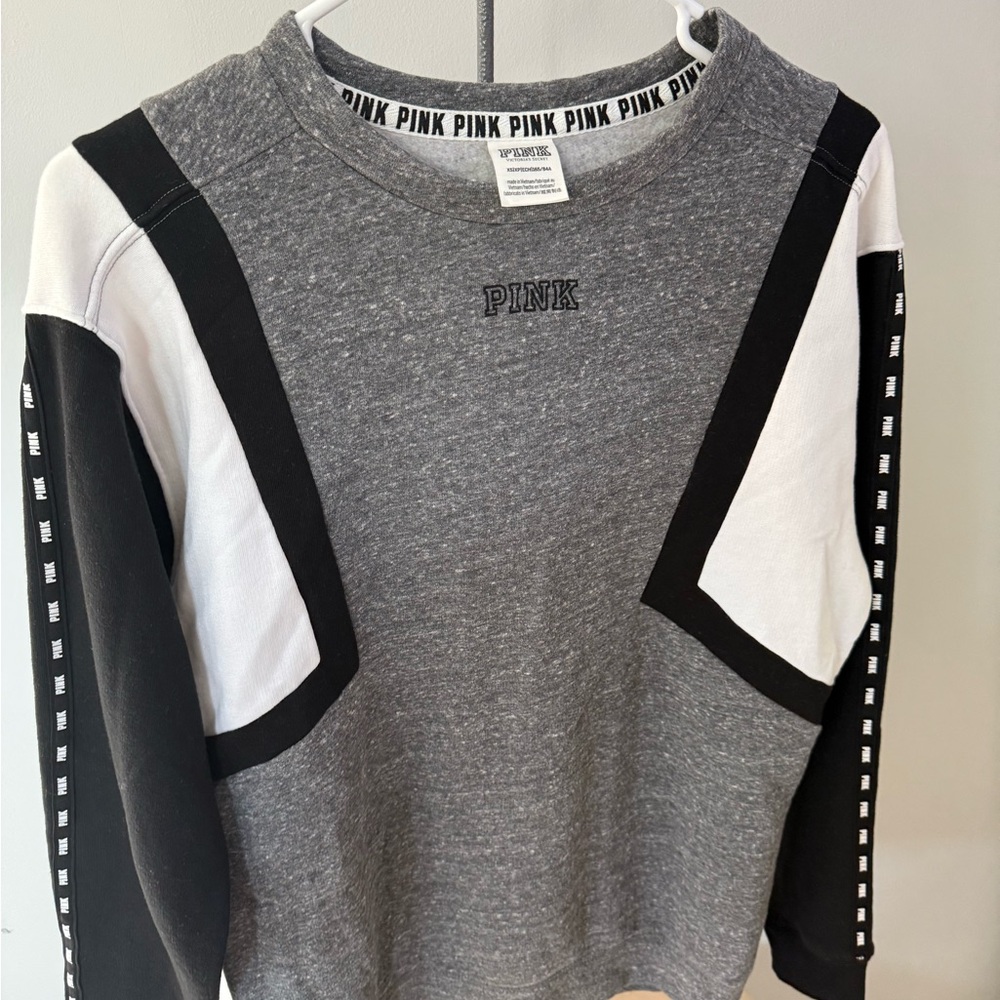 PINK Victoria's Secret Sweatshirt in Gray, White, and Black